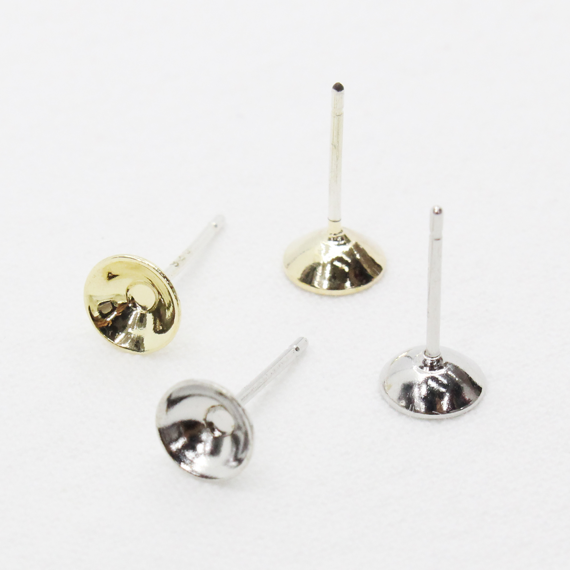 [1쌍] 6mm 컵 은침 포스트 귀걸이 부자재 재료 실버 925 / 무니켈 도금 은침
