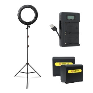 개인 방송 장비 유튜브 촬영 led 지속광 조명 삼각대 배터리 세트 KIT-DRL18-04