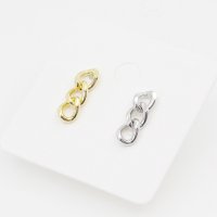 [5쌍 20%DC] 5.2x16mm 3칸 체인 은침 포스트 귀걸이 부자재 / 무도금 은침