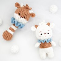 송아지 딸랑이 세트(블루) diy / JW crochet / 해피코튼 아기인형만들기 애착인형코바늘 패키지