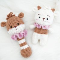 송아지 딸랑이 세트(핑크) diy / JW crochet / 해피코튼 아기인형만들기 애착인형코바늘 패키지