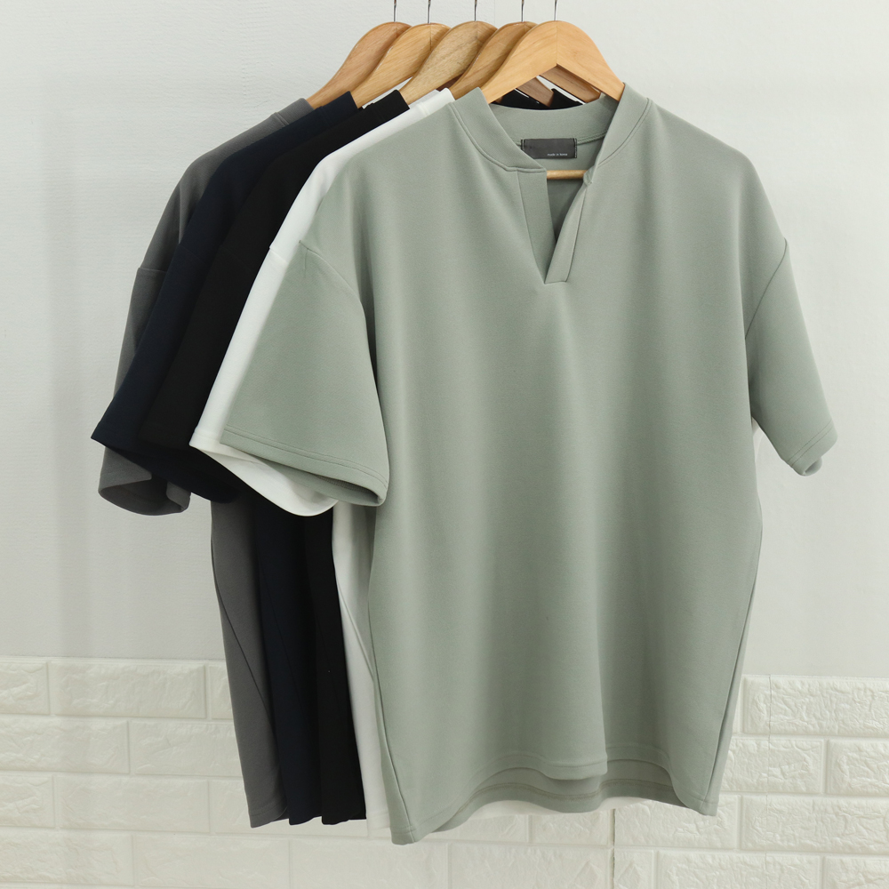 남자반팔티 헨리넥 빅사이즈 남자 오버핏 반팔 여름티셔츠