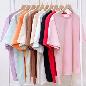 20수 여성 반팔티 기본 이너 봄 여름 티셔츠 레이어드 티 블랙 화이트 핑크