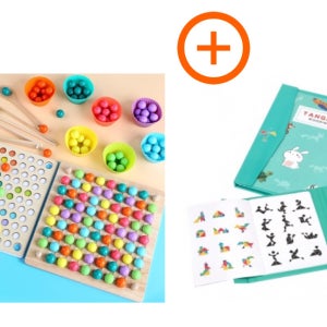 [치매예방놀이] 무지개 점보구슬퍼즐+자석칠교 /인지훈련 실버 놀잇감 부모님 선물 집콕 놀이 실버보드게임