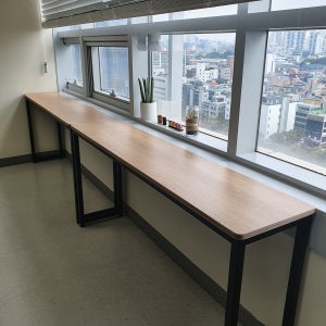 몽뜨가구 내추럴 오크 블랙다리 800X350X750 바테이블