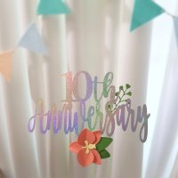 홀로그램 영문실버 결혼기념일 1주년 5주년 10주년 20주년 30주년 웨딩 축하기념 꽃