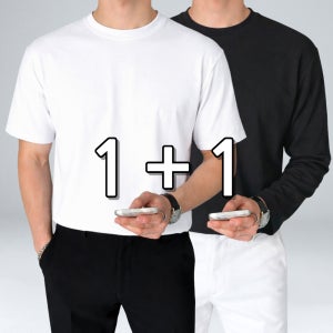 1+1 남자 반팔티 여름 오버핏 빅사이즈 링클프리 무지 긴팔티