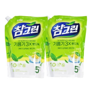 참그린 기름기 뽀드득 녹차 주방세제 1200ml 2개
