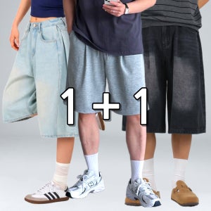 1+1 남자 버뮤다팬츠 남자 반바지 와이드 빅사이즈