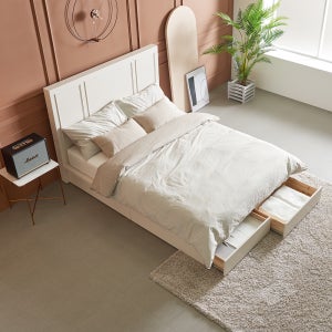 리엘르 수납침대 서랍형 호텔식 침대 프레임 신혼부부 Q(퀸), 화이트