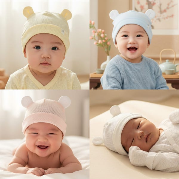 베베라온 밤부 메쉬 모달 봄 여름 가을 겨울 아기 신생아 딸국질 모자