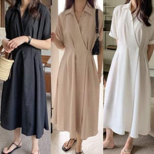 미쓰에버 자체 여름 돌잔치엄마 랩 셔츠 A라인 하객 베이비돌 검정 원피스