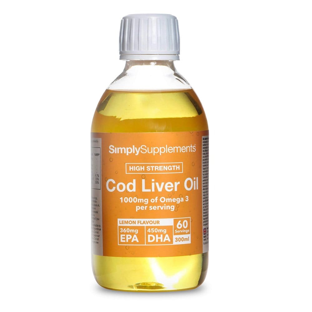 영국 SimplySupplements 심플리서플먼트 레몬맛 <b>코드리버</b>오일 대구간유 액상 <b>1000mg</b> 300ml
