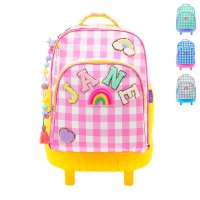 오드비 해피 체크 LED 트롤리 가방 핑크 Pink Happy Check LED Trolley Backpack oddBi