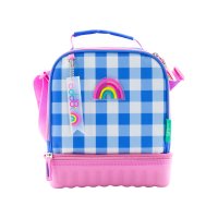 오드비 해피 체크 2단 보냉 보온 쿨러백 블루 Blue Happy Check Cooler Lunchbox oddBi