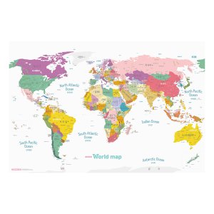 에이든 세계지도 데코 한글 포스터 - 디자인 인테리어 대형 코팅 어린이 여행 세계 지도