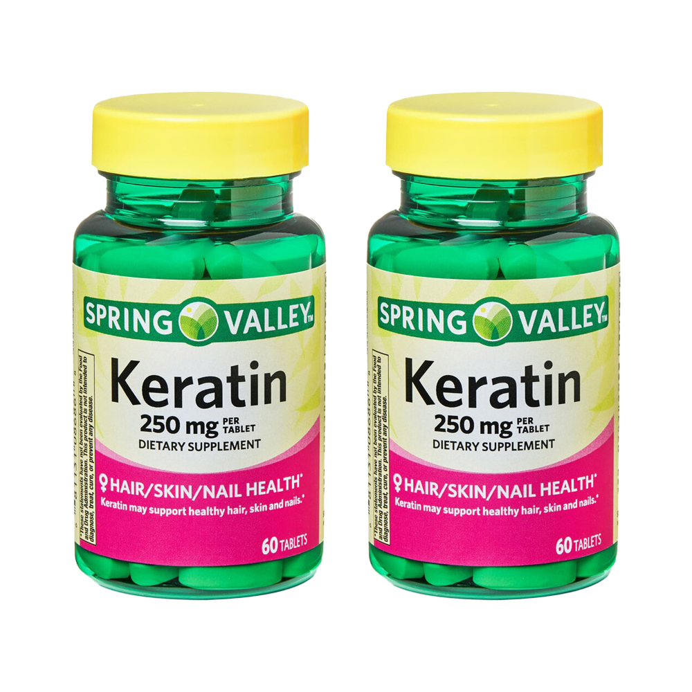 Spring Valley <b>스프링</b>벨리 헤어 스킨 네일 케라틴 영양제 250mg 60정 2개