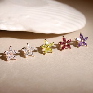 [무배/전체14k] 시즈프리지아 컬러플 골드 피어싱 귀걸이