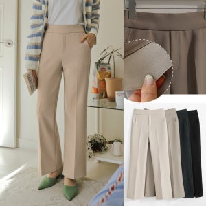 봄 하이웨스트 밴딩 일자 와이드슬랙스 여성 기모슬랙스 스판 통바지 정장바지 빅사이즈