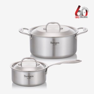 한일스텐레스 프리미엄 명품 베르겐 Bergen 통5중 스텐 냄비 2종세트 (16편수+24양수) /인덕션용냄비