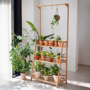 원목 화분선반 정리대 진열대 다이 거치대 다육이 식물선반 행거형 60cm