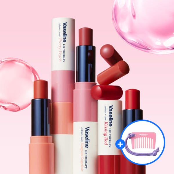 바세린 립 테라피 컬러케어 립밤 블러싱 코랄 4.2G + 고져스 그레이프프룻 4.2G + 바세린 빗 키링