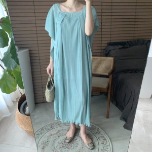 하이퀄리티 플리츠 스퀘어넥 프릴 드레시 롱원피스 5color