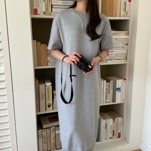여름 원피스 자체제작 부드러운 면 반팔 맨투맨 롱 원피스 빅사이즈