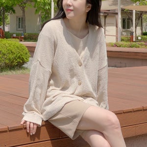 시스루 부클 그물 루즈핏 니트 여름 여성 가디건 (스파클링)