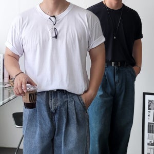 흰색 면티 30수 무지티 남자흰티 레이어드반팔 순면티 이너용 목안늘어나는