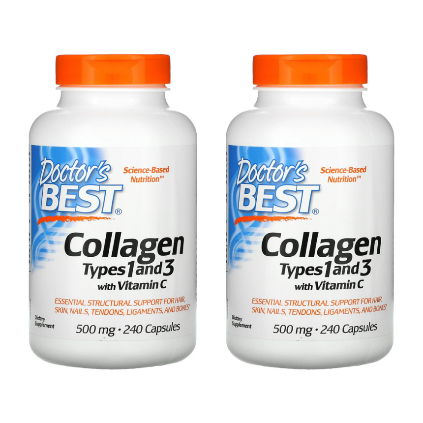 닥터스 베스트 저분자 <b>콜라겐</b> 타입1&amp;3 비타민C 함유 <b>콜라겐</b> 500mg 240정 X 2통