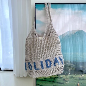 DIY키트 홀리데이 레터링 네트백 코바늘 가방뜨기- 여름 네트망 손뜨개 뜨개질 집콕취미