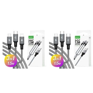 메탈 패브릭 케이블 3in1 5핀 8핀 c타입 아이폰 갤럭시 동시 충전 지원 5+8+C