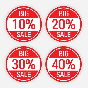할인 스티커 빅세일 레드 원형30 세일 행사 매장 라벨 1000매