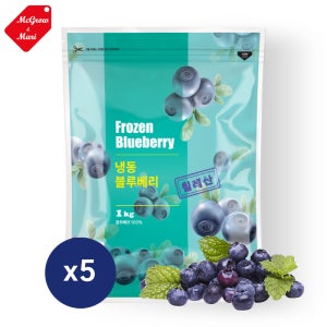 냉동 블루베리 칠레산 맥그로우앤마리 냉동과일 1kg, 5개