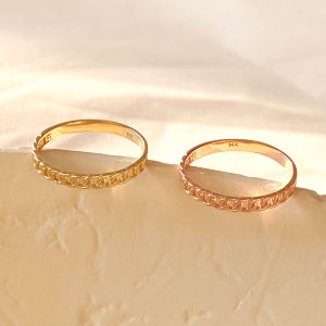 토프 플랫 체인 링 - 14k / 18k gold 데일리 레이어드 금 반지
