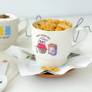 모애 데이앤데이 일러스트 머그컵 시리얼토끼 예쁜 홈카페 커피잔