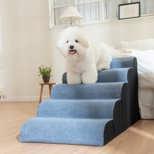 강아지 침대 계단 고양이 60cm 강아지 높은 침대 논슬립 5단 천스텝 슬라이드 뽀몽