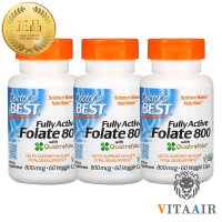 닥터스베스트 활성 엽산 800mcg, 60캡슐 3통, Fully Active Folate