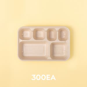 친환경 사각호환S 6칸 800ml 펄프 용기 300개 도시락