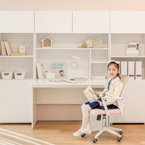 플레인 책상 책장 세트 초등학생책상 어린이 학생 1200x600mm, (일체형) 화이트
