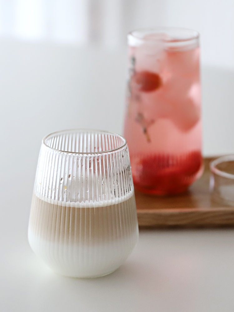 오반자이 비라운드 카페 글라스 로랭 플리츠 내열 유리컵 텀블러 420ml