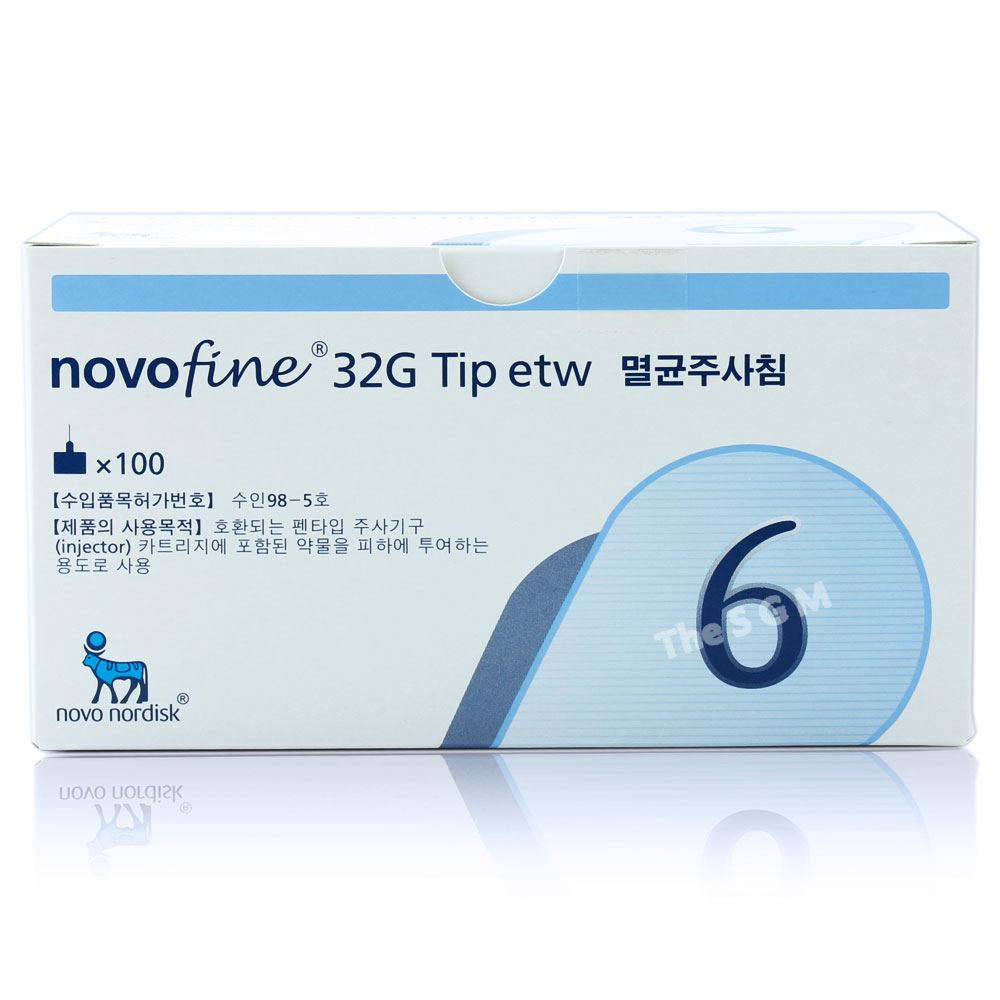 노보파인 멸균 인슐린 펜니들 주사침 주사바늘 주사기 32G 6mm