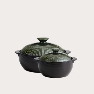한국도자기리빙 리한 라인팟 세제 흡수 없는 무균열 뚝배기 2종세트(16cm+22cm), 그린