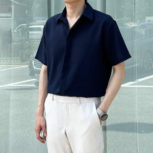 남자 반팔 셔츠 오버핏 링클프리 여름 린넨 남방 남성 셔츠
