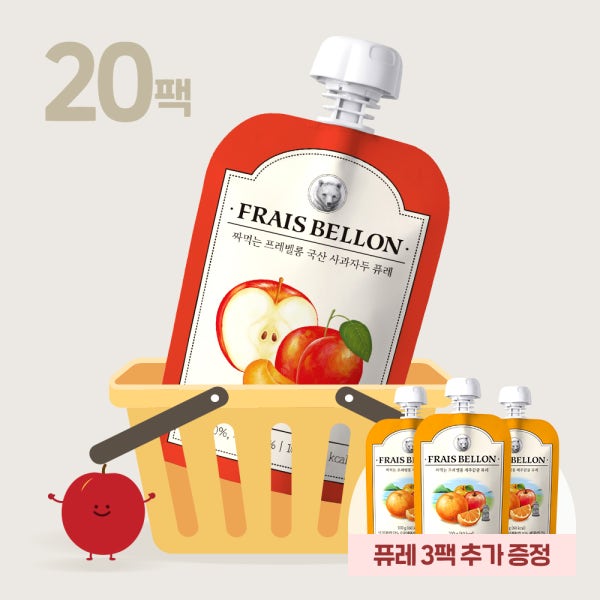 프레벨롱 국산과일 아기 퓨레 20팩 골라담기 짜먹는 사과자두 이유식 아이 간식