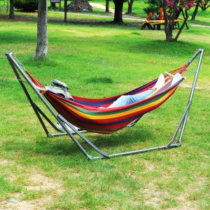 캠프타임 최대하중 150kg 갬성 감성캠핑 피크닉 접이식 해먹 스탠드 풀세트 믹스레드