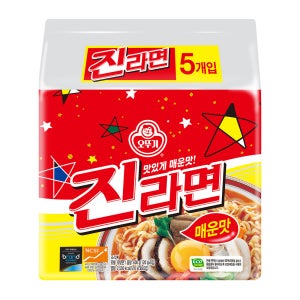 오뚜기 진라면 매운맛 120g, 5개