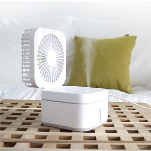 이콤 에어미스트 AirMist 탁상용선풍기 가습기 무드등 3in1 가습 선풍기