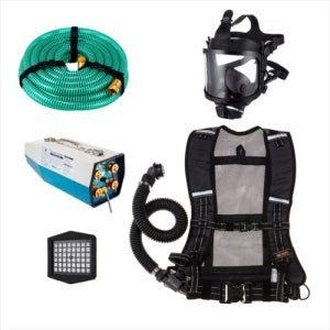 송기마스크 전동송풍기형 HM5000/4E 1인용 풀세트 분진 방독 방진 산소마스크